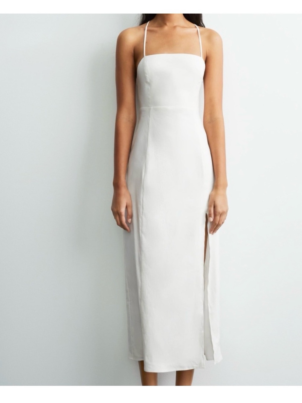 Zara Linen Blend Strappy Midi Dress